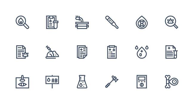 Testing Icon Set with 18 Strong Stroke Line Graphics Interface Icon Collection vector