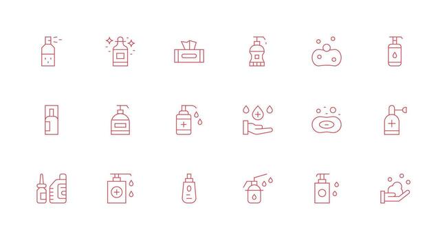 18 Icons for Sanitizer in Minimal Line Format Digital Product Icons for Fast Delivery vector