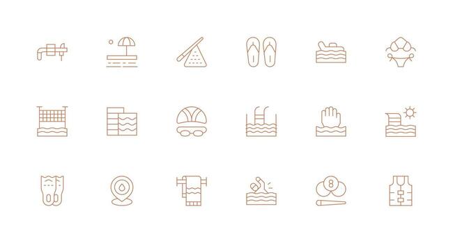 Minimal Line Icons from Pool Set with 18 Vectors Glyph Icon Series