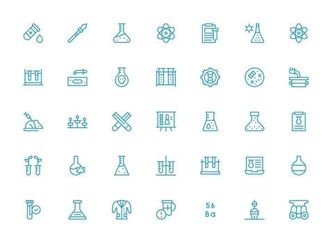 Experiment including 35 Regular Clean Line Illustrations High-Resolution Icons for Any Platform vector