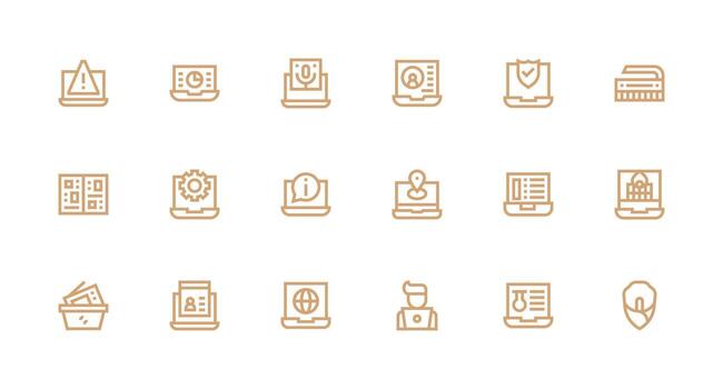 18 Strong Stroke Line Vectors for Laptop Theme Core Icon Collection for Daily Tasks