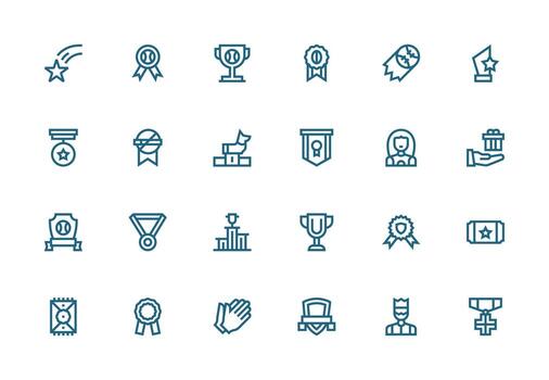 Recognition Set with 24 Thick Line Line Icons Smart Icon Collection vector