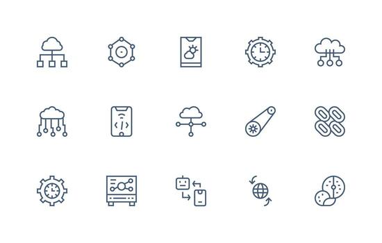 15 Regular Line Icons for Synchronization Graphics Modern Line and Glyph Icon Series vector