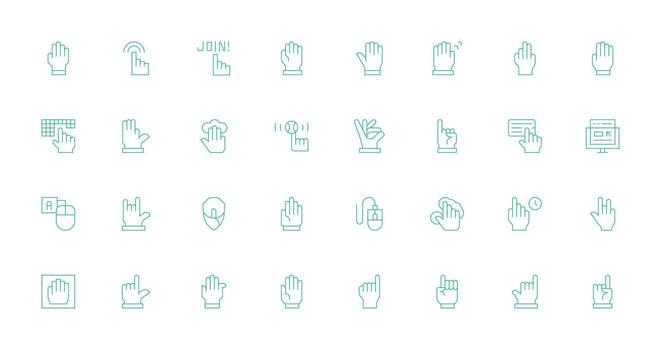 hacer clic diseño íconos presentando 32 en Delgado línea estilo optimizado icono paquete para digital productos vector