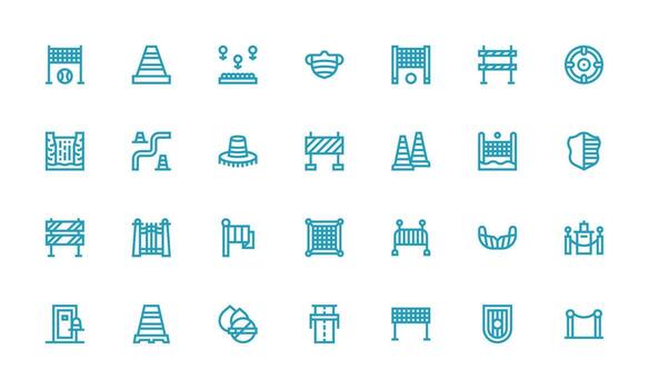 Barrier Icon Set with 28 Bold Line Graphics Icon Pack for UI vector