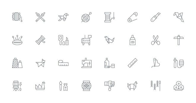 Craft Visual Pack containing 32 Thin Line Icons Clean Icon Set Icon Pack for UI Projects vector