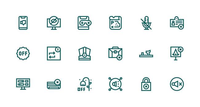 18 Strong Stroke Line Vectors for Disable Theme Pixel Perfect Icon Set