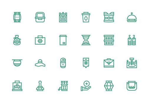 24 Thick Line Line Icons for Hold Graphics Icon Set vector