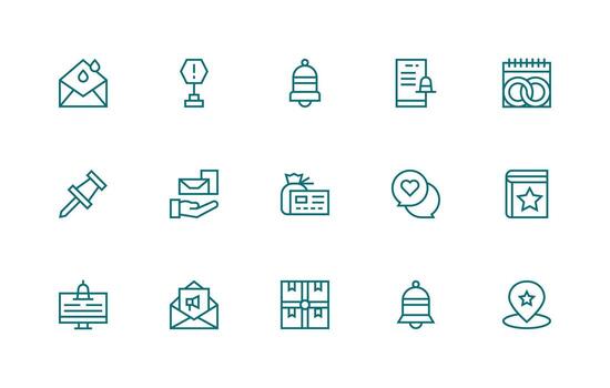 Important Design Icons featuring 15 in Regular Line Style Complete Icon Set for Mobile Apps vector