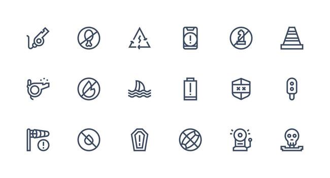 Caution featuring 18 Icons in Strong Stroke Line Design Flat Icon Set vector