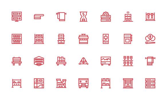 28 Icons for Rack in Bold Line Format Pixel Perfect Icon Set vector