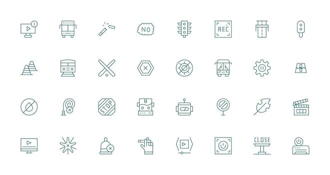 Stop featuring 32 Icons in Thin Line Design Lightweight Icon Series vector
