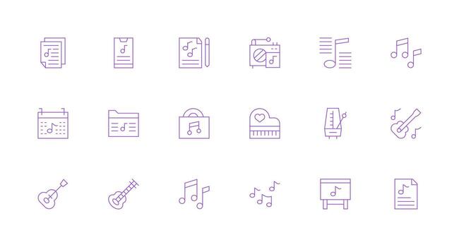 Minimal Line Icons from Song Set with 18 Vectors Functional Icon Series