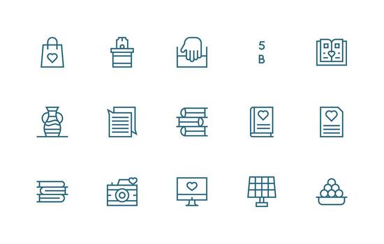 Regular Line Icons from Collection Set with 15 Vectors Smart Icon Collection