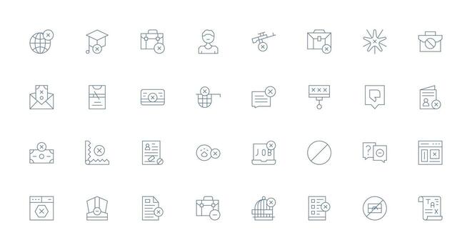 Denied Set with 32 Thin Line Icons App Icon Pack vector