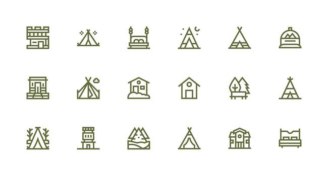Lodging Set with 18 Strong Stroke Line Icons Clean Icon Pack vector