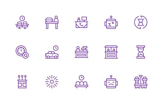 15 Regular Line Icons for Waiting Graphics Icon Set vector