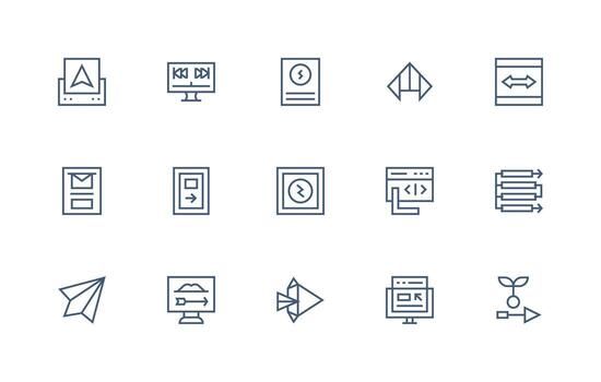 Forward Set with 15 Regular Line Icons Style Icon Set vector