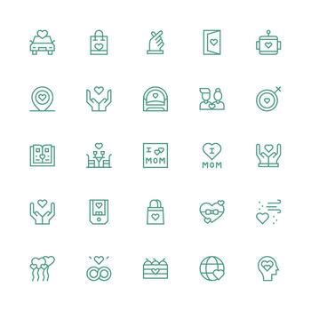 Affection Icon Set with 25 Medium Stroke Outline Graphics User Interface Icons for Digital Products vector