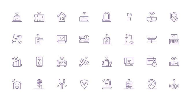 Wifi Visual Pack containing 32 Thin Line Icons Essential Icon Set for Teams vector
