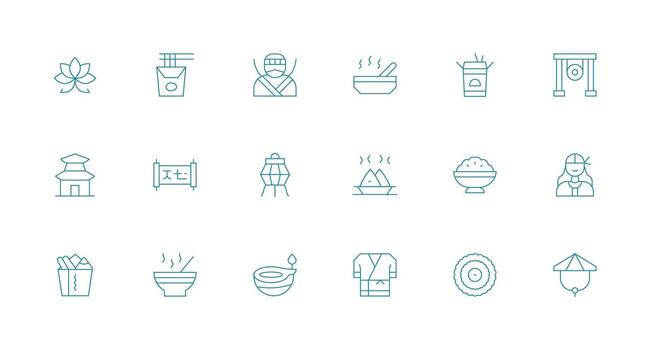 18 Minimal Line Designs for Asian Icons Icons Built for Visual Consistency Pack vector