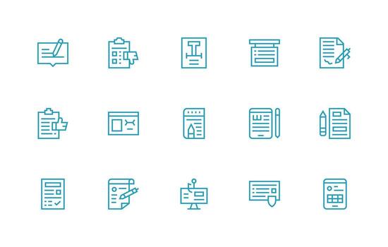 en línea formar diseño íconos presentando 15 en regular línea estilo limpiar icono conjunto icono paquete para ui proyectos vector