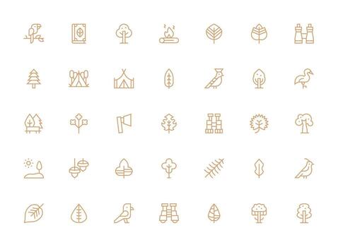35 Icons for Forest in Regular Clean Line Format Clean Icon Set Icon Pack for UI Projects vector