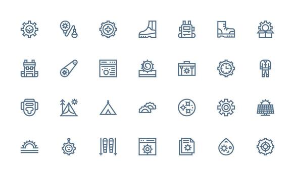 Gear Icon Set with 28 Bold Line Graphics User Interface Icons for Digital Products vector
