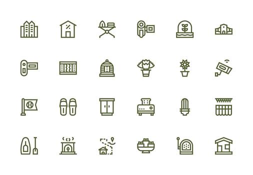 Home featuring 24 Icons in Thick Line Line Design Web and App Icon Pack Collection vector