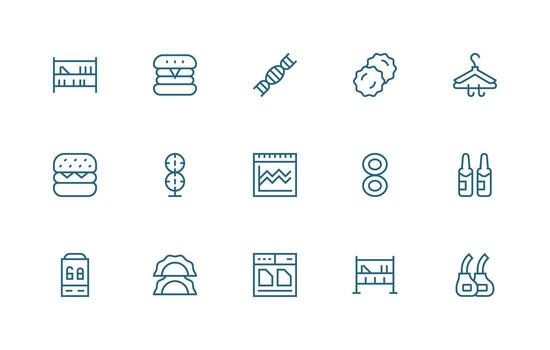 Double Set with 15 Regular Line Icons Light Icon Series vector