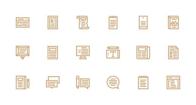 18 íconos para párrafo en fuerte carrera línea formato interfaz íconos para diario utilizar vector