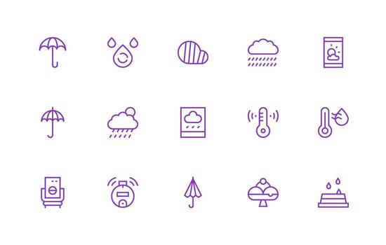 Humidity Icon Collection with 15 Regular Line Designs Essential Icon Set for Teams vector