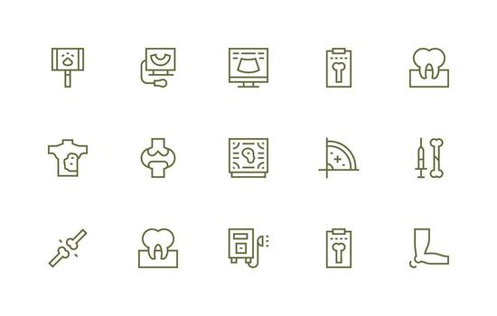 Regular Line Style Radiology Icons with 15 Vectors Well-Structured Icons for Creative Use
