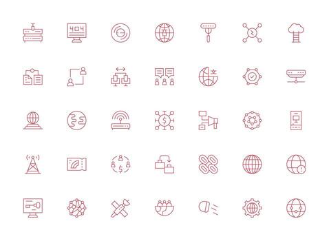 35 Light Line Vectors for Network Theme Scalable Icons for Cross-Platform Interfaces