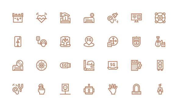 Device Set with 28 Bold Line Icons Simple Icons for Interface and Wireframes vector