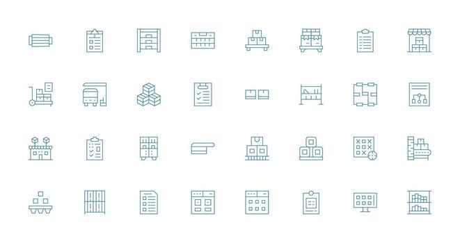 32 Thin Line Style Icons from Boxes Collection Interface Icon Collection vector