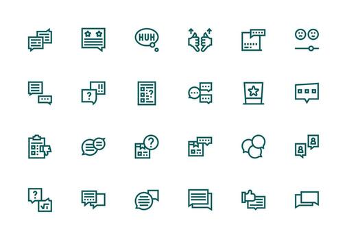 24 grueso línea línea vectores para realimentación formar tema flexible icono sistema para web interfaces