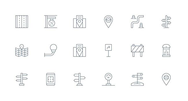 Street Set with 18 Minimal Line Icons Balanced Icon Set for Functional Design vector