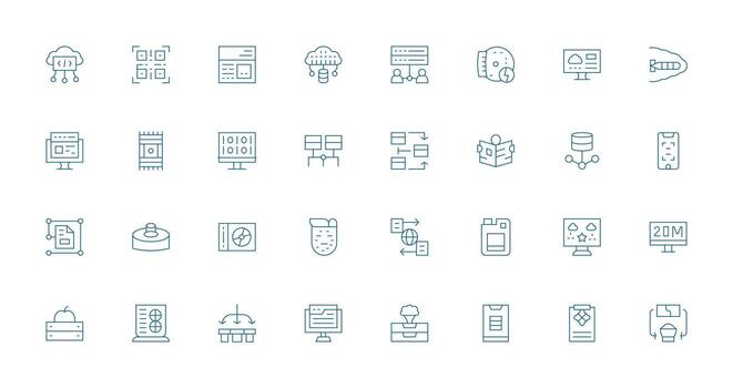 Information Technology Visual Pack containing 32 Thin Line Icons Neatly Designed Icons for Web Platforms vector