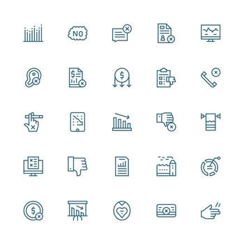 Decline featuring 25 Icons in Medium Stroke Outline Design Neutral Style Icons for Any Project vector
