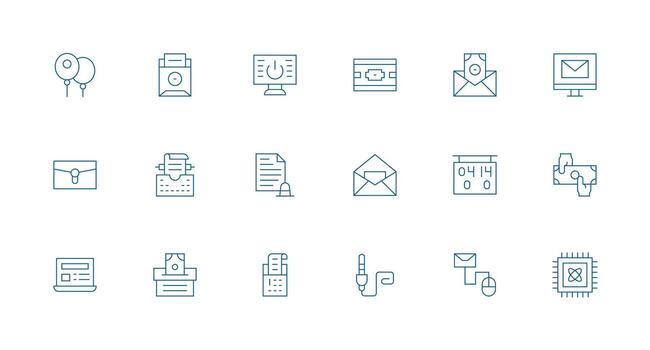 Minimal Line Style Electronic Icons with 18 Vectors Responsive Icon Set for Flexible Layouts
