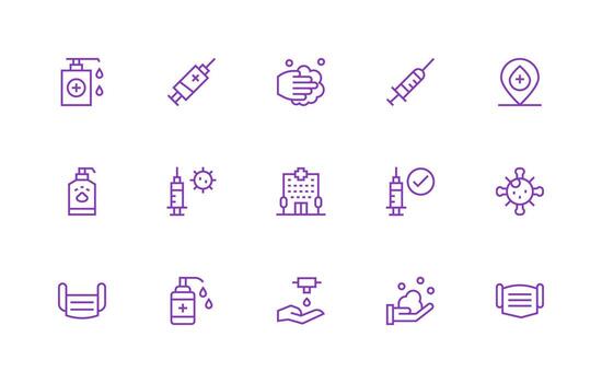 15 Icons for Covid in Regular Line Format Interface Icon Collection for Daily Projects vector