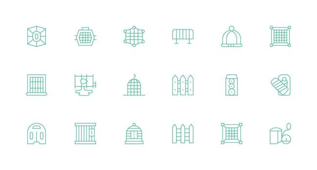 Enclosure including 18 Minimal Line Illustrations Multi-Purpose Icon Pack for Templates vector