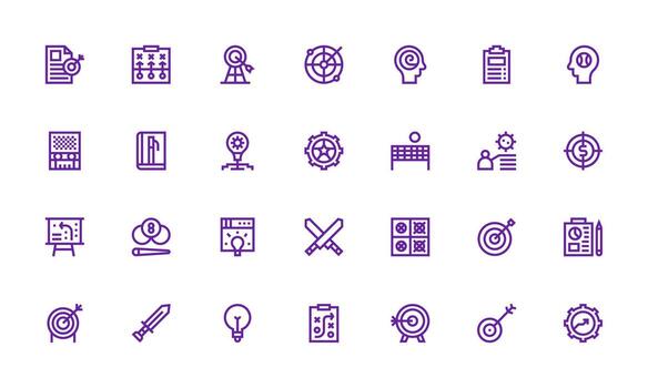 Strategy Visual Pack containing 28 Bold Line Icons Full Icon Library for UI Designers vector