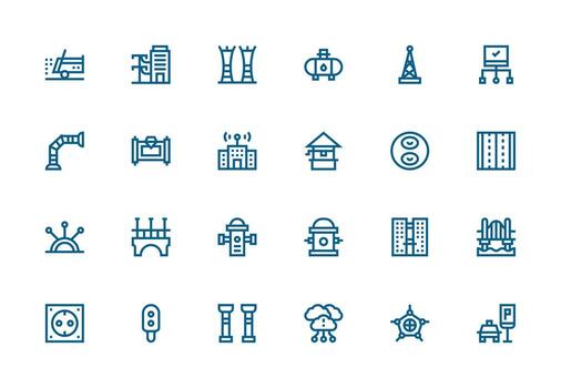 infraestructura diseño íconos presentando 24 en grueso línea línea estilo rápido acceso íconos para ui desarrollo vector
