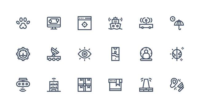 18 Strong Stroke Line Icons for Tracking Graphics Balanced Icon Set for Functional Design vector