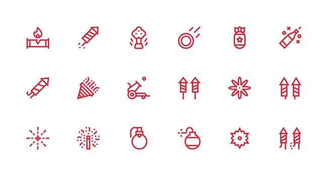 Explosion Set with 18 Strong Stroke Line Icons All Device Compatible Icon Set vector