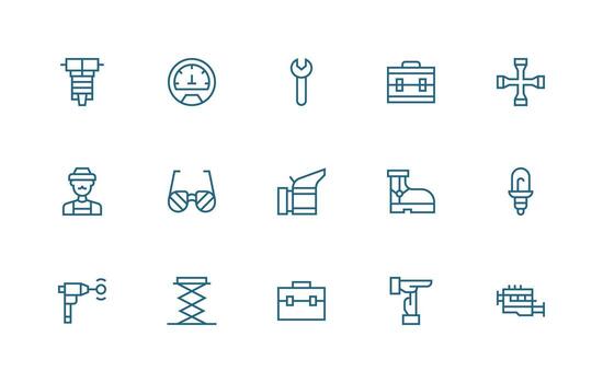 15 Regular Line Vectors for Mechanic Theme Interface Icon Collection for Daily Projects