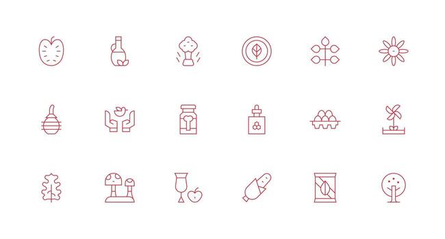 Organic Icon Collection with 18 Minimal Line Designs Clean Icon Set Icon Pack for UI Projects vector