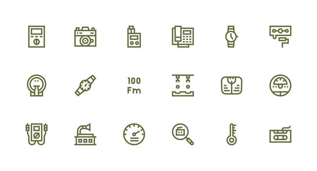 18 Strong Stroke Line Style Icons from Analog Collection Clean Icon Collection for Web Use vector